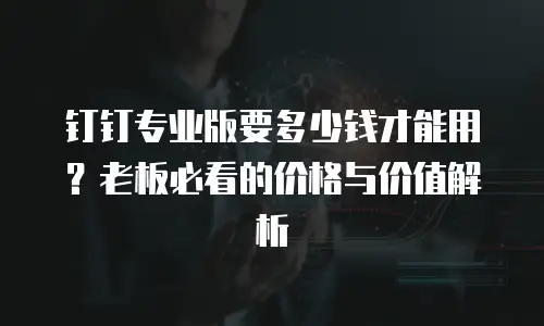 钉钉专业版要多少钱才能用？老板必看的价格与价值解析