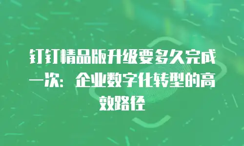 钉钉精品版升级要多久完成一次：企业数字化转型的高效路径