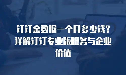 钉钉金数据一个月多少钱？详解钉钉专业版服务与企业价值