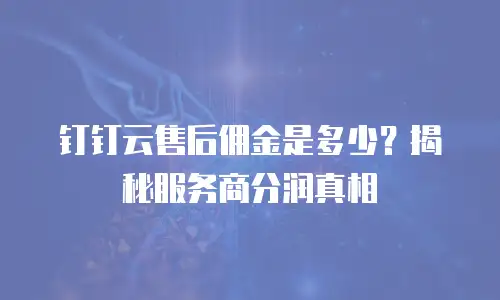 钉钉云售后佣金是多少？揭秘服务商分润真相