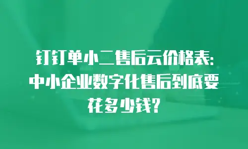 钉钉单小二售后云价格表：中小企业数字化售后到底要花多少钱？