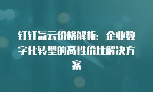 钉钉氚云价格解析：企业数字化转型的高性价比解决方案