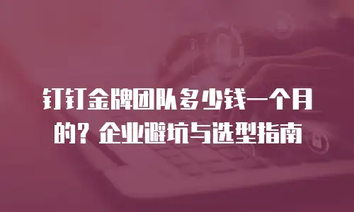 钉钉金牌团队多少钱一个月的？企业避坑与选型指南