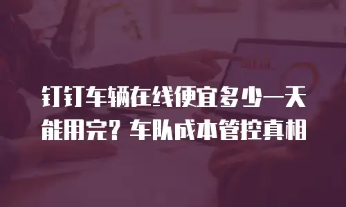 钉钉车辆在线便宜多少一天能用完？车队成本管控真相