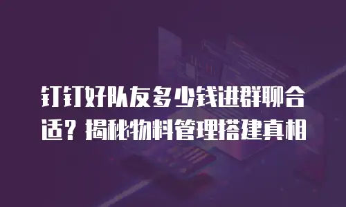 钉钉好队友多少钱进群聊合适？揭秘物料管理搭建真相
