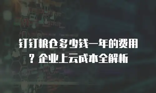 钉钉粮仓多少钱一年的费用？企业上云成本全解析