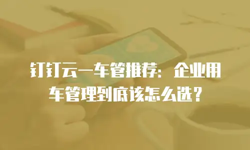 钉钉云一车管推荐：企业用车管理到底该怎么选？