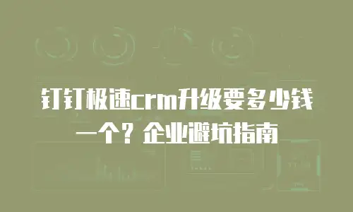钉钉极速crm升级要多少钱一个？企业避坑指南