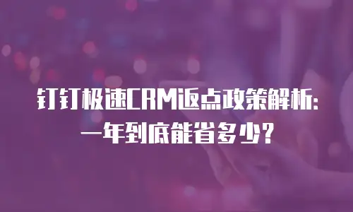 钉钉极速CRM返点政策解析：一年到底能省多少？