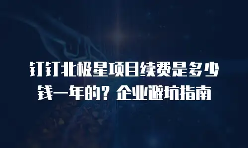钉钉北极星项目续费是多少钱一年的？企业避坑指南