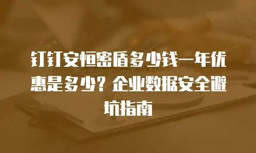 钉钉安恒密盾多少钱一年优惠是多少？企业数据安全避坑指南