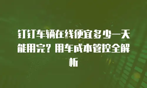 钉钉车辆在线便宜多少一天能用完？用车成本管控全解析