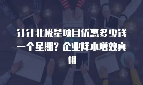 钉钉北极星项目优惠多少钱一个星期？企业降本增效真相
