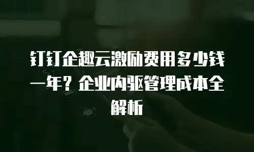 钉钉企趣云激励费用多少钱一年？企业内驱管理成本全解析