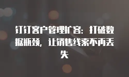 钉钉客户管理扩容：打破数据瓶颈，让销售线索不再丢失
