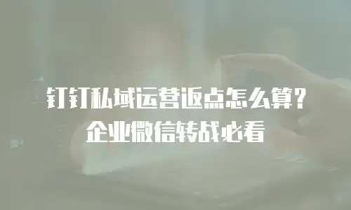 钉钉私域运营返点怎么算？企业微信转战必看