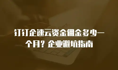 钉钉企速云资金佣金多少一个月？企业避坑指南