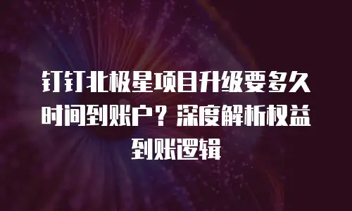 钉钉北极星项目升级要多久时间到账户？深度解析权益到账逻辑