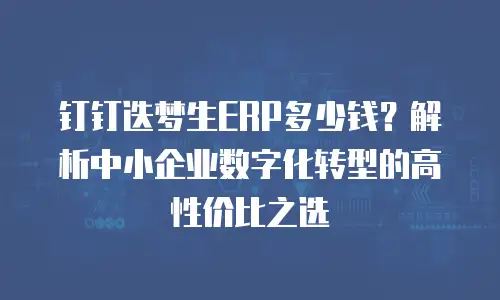钉钉迭梦生ERP多少钱？解析中小企业数字化转型的高性价比之选