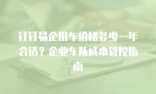 钉钉易企用车价格多少一年合适？企业车队成本管控指南