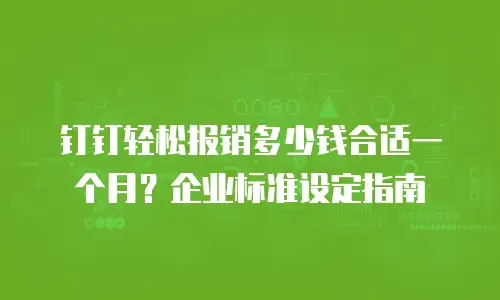 钉钉轻松报销多少钱合适一个月？企业标准设定指南