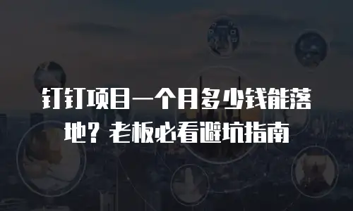 钉钉项目一个月多少钱能落地？老板必看避坑指南