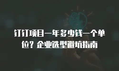 钉钉项目一年多少钱一个单位？企业选型避坑指南