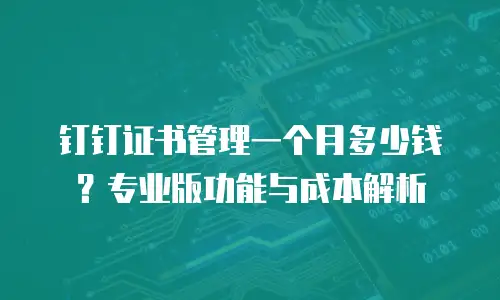 钉钉证书管理一个月多少钱？专业版功能与成本解析