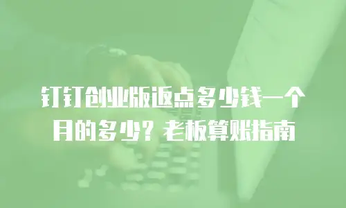 钉钉创业版返点多少钱一个月的多少？老板算账指南