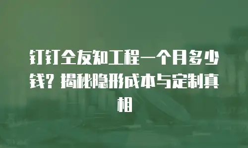 钉钉仝友知工程一个月多少钱？揭秘隐形成本与定制真相