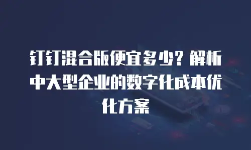 钉钉混合版便宜多少？解析中大型企业的数字化成本优化方案
