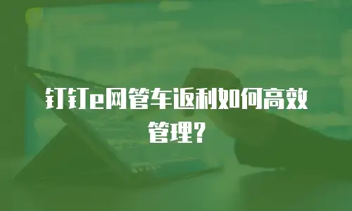 钉钉e网管车返利如何高效管理？