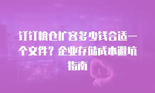 钉钉粮仓扩容多少钱合适一个文件？企业存储成本避坑指南