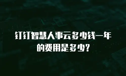 钉钉智慧人事云多少钱一年的费用是多少？
