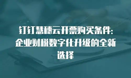 钉钉慧穗云开票购买条件：企业财税数字化升级的全新选择