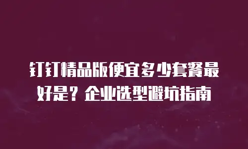 钉钉精品版便宜多少套餐最好是？企业选型避坑指南