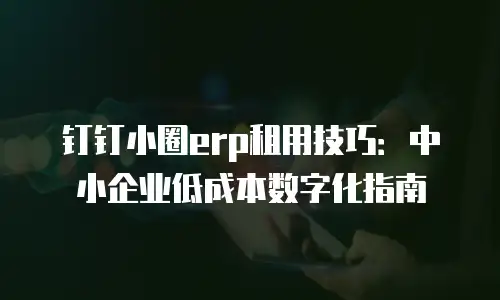 钉钉小圈erp租用技巧：中小企业低成本数字化指南