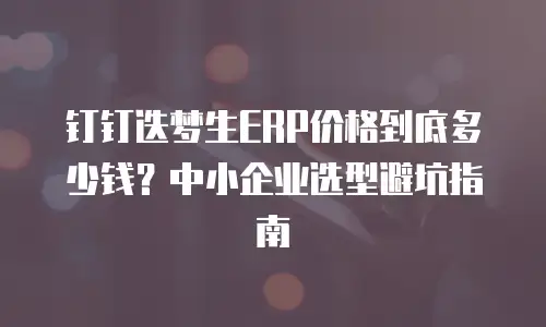 钉钉迭梦生ERP价格到底多少钱？中小企业选型避坑指南