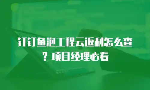 钉钉鱼泡工程云返利怎么查？项目经理必看