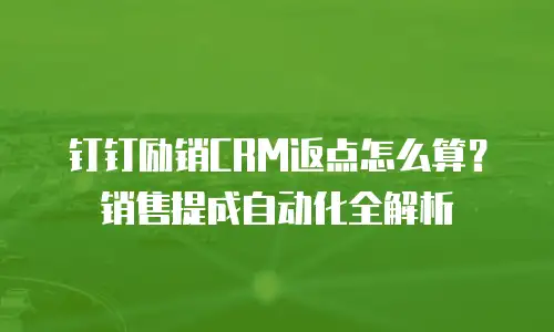 钉钉励销CRM返点怎么算？销售提成自动化全解析