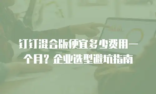 钉钉混合版便宜多少费用一个月？企业选型避坑指南