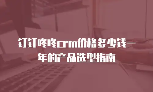 钉钉咚咚crm价格多少钱一年的产品选型指南