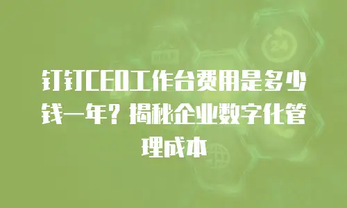 钉钉CEO工作台费用是多少钱一年？揭秘企业数字化管理成本