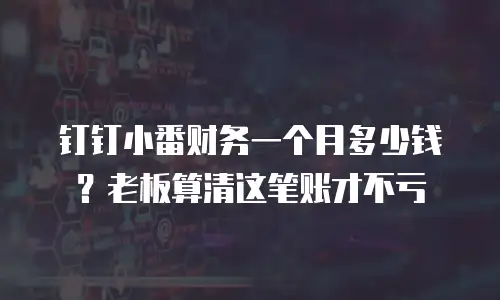 钉钉小番财务一个月多少钱？老板算清这笔账才不亏