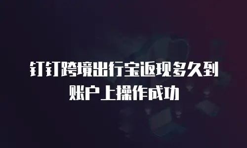 钉钉跨境出行宝返现多久到账户上操作成功