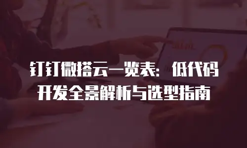 钉钉微搭云一览表：低代码开发全景解析与选型指南
