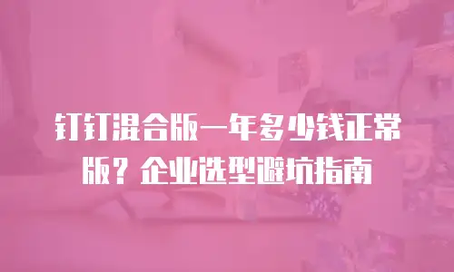 钉钉混合版一年多少钱正常版？企业选型避坑指南