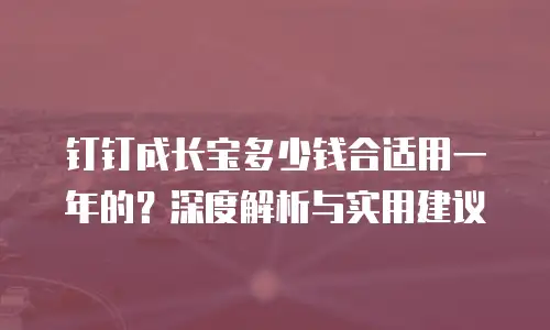 钉钉成长宝多少钱合适用一年的？深度解析与实用建议