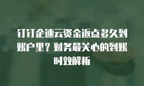 钉钉企速云资金返点多久到账户里？财务最关心的到账时效解析