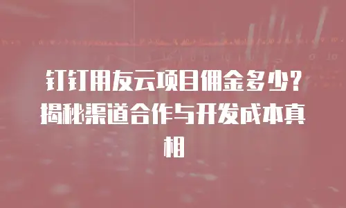 钉钉用友云项目佣金多少？揭秘渠道合作与开发成本真相